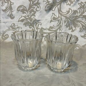 Shannon Clear Ribbed Glass Votive Holders Set of 2